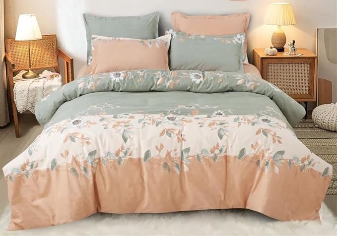 Elegant Floral Print Double bedsheet with 2 Pillow Covers