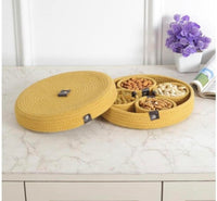 Thumbnail for Most Viral Natural Cotton Rope Dryfruit Storage Tray with 4 Bowls Set (Yellow Shade)