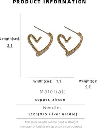 Thumbnail for Heart Shape Dimond Crystal Korean earring