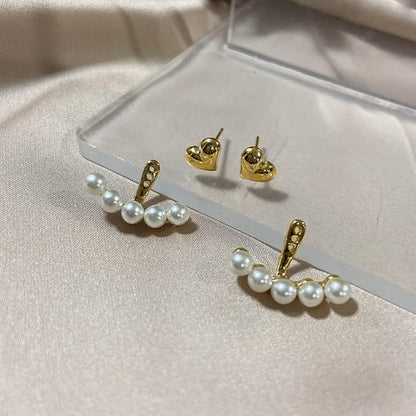 Hеаrt-Shaped Back Hanging Pearl Earrings