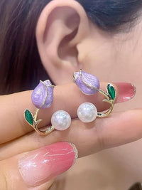 Thumbnail for Flower pearl Ear studs