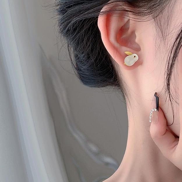 Rabbit shape ear studs for women