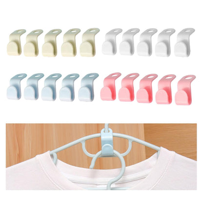 Multi-Color Plastic Hanger Connector Clips – Space Saving Cascading Hooks for Wardrobe, Shirt & Clothes Organizing