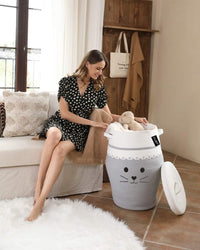 Thumbnail for Cataract Storage Organizer Foldable Wardrobe Cotton Mini Rope Laundry Basket with Lid.