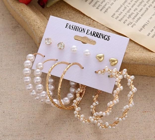 Set of 6 Long Short Korean earring