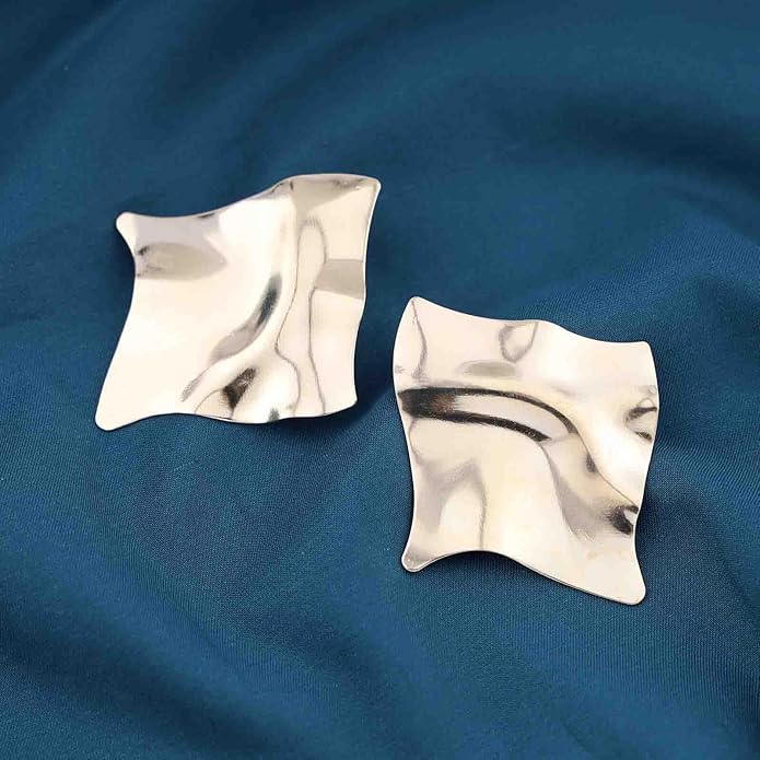 Abstract Crumpled Metal Statement Earrings