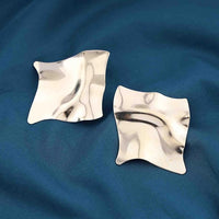 Thumbnail for Abstract Crumpled Metal Statement Earrings
