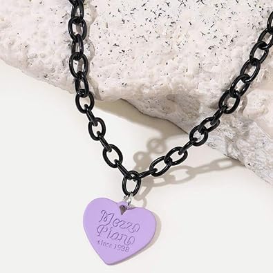 Black chain with beautiful colourful heart