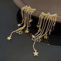 Thumbnail for Celestial Dangle Star Earrings – Long Layered Chains with Gold Plated Star Charms