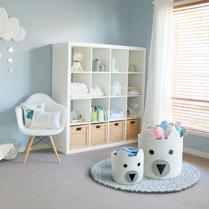 Large Bear Basket, Cotton Rope Basket, Cute Storage, White