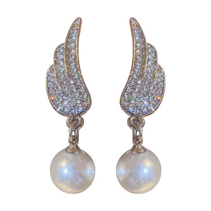 Angel Wings Earrings with pearl