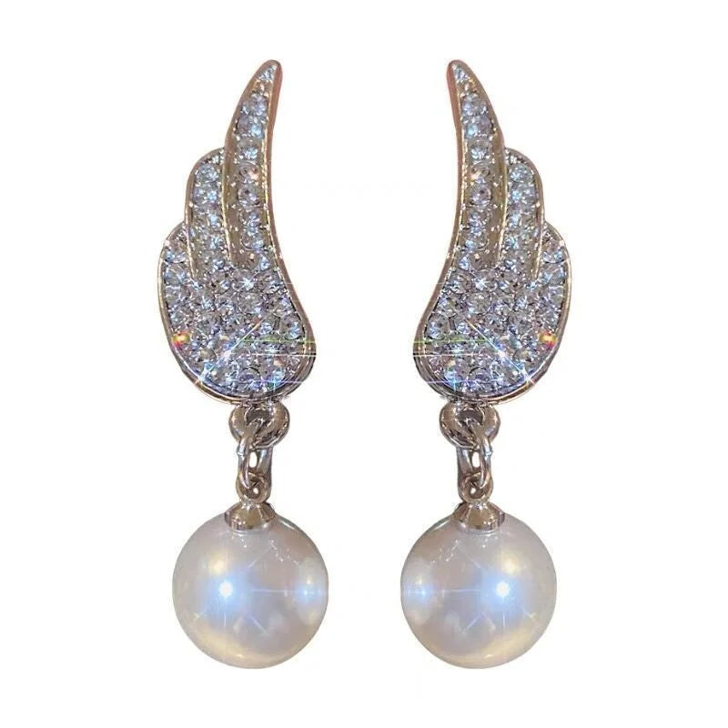 Angel Wings Earrings with pearl