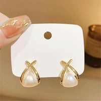 Thumbnail for Rhombus Shape Pearl Korean earrings