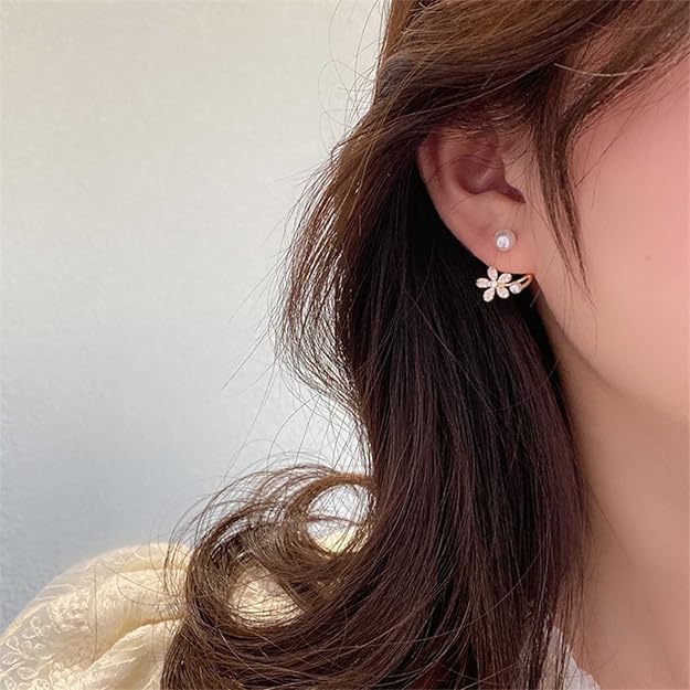 Flower Shape with Pearl Korean earring