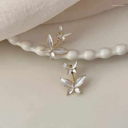 Fashionable Western Stylish Beautiful Princess White Butterfly Earrings