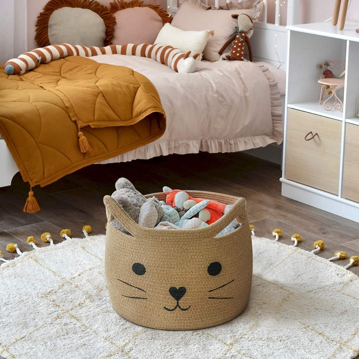 CAT Large Woven Jute Rope Storage Basket