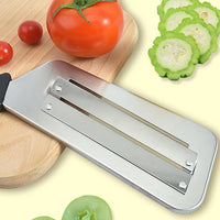 Thumbnail for Stainless Steel Vegetable & Fruit Slicer – Heavy-Duty Dual Blade Cutter for Kitchen (2 Pc)