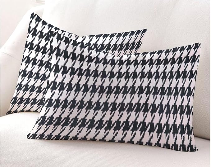 White Black Pattern Elastic Fitted Bedsheet King Size with 2 Pillow Covers