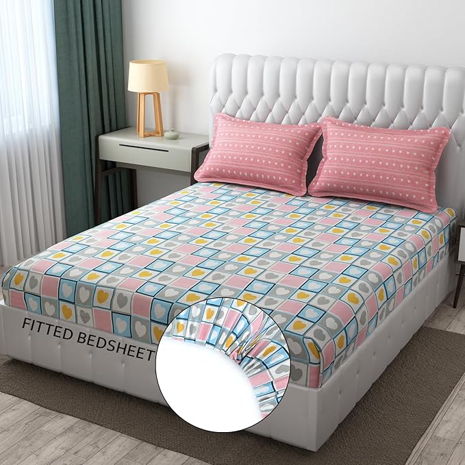 Heart Bedding-soft Breathable Double Bedsheet with 2 Pillow Covers