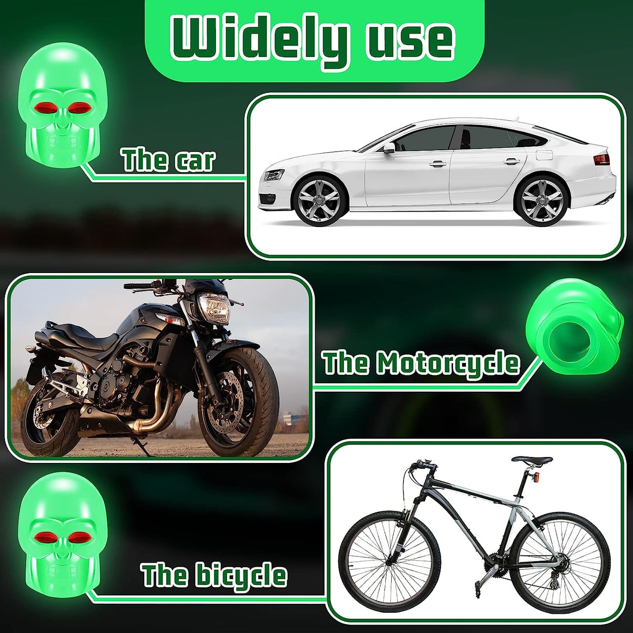 Skull Tyre Valve Caps for Car, Bike and Bicycle