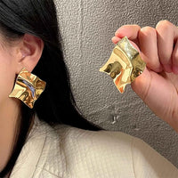 Thumbnail for Abstract Crumpled Metal Statement Earrings