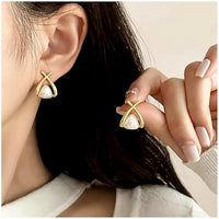 Thumbnail for Rhombus Shape Pearl Korean earrings