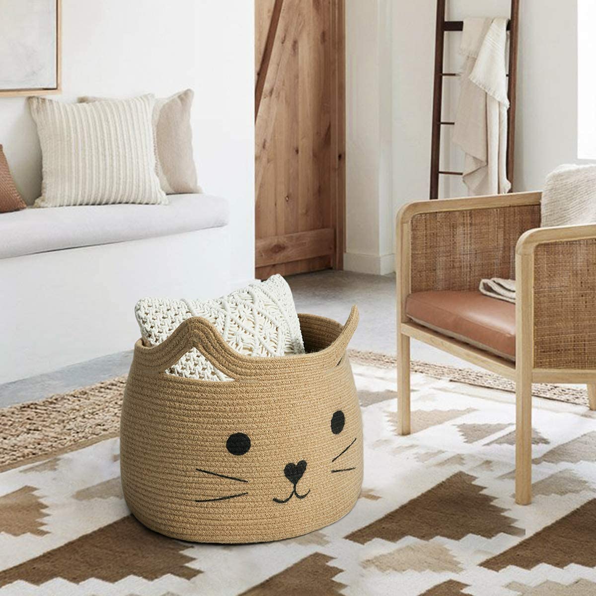 CAT Large Woven Jute Rope Storage Basket