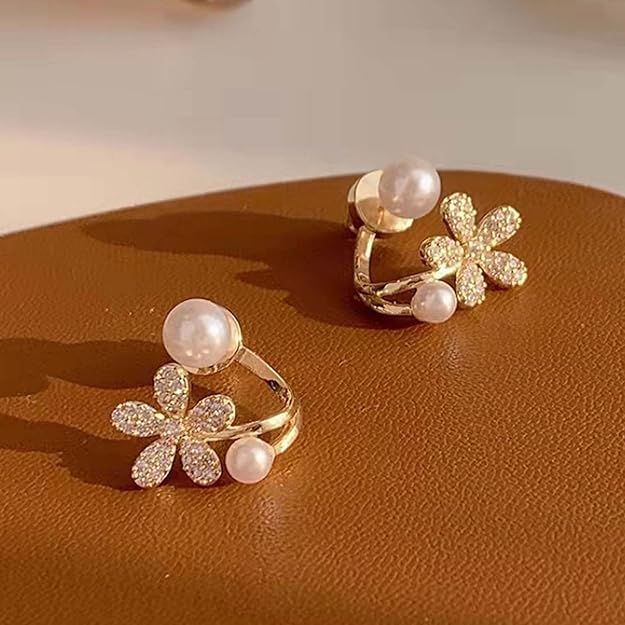 Flower Shape with Pearl Korean earring