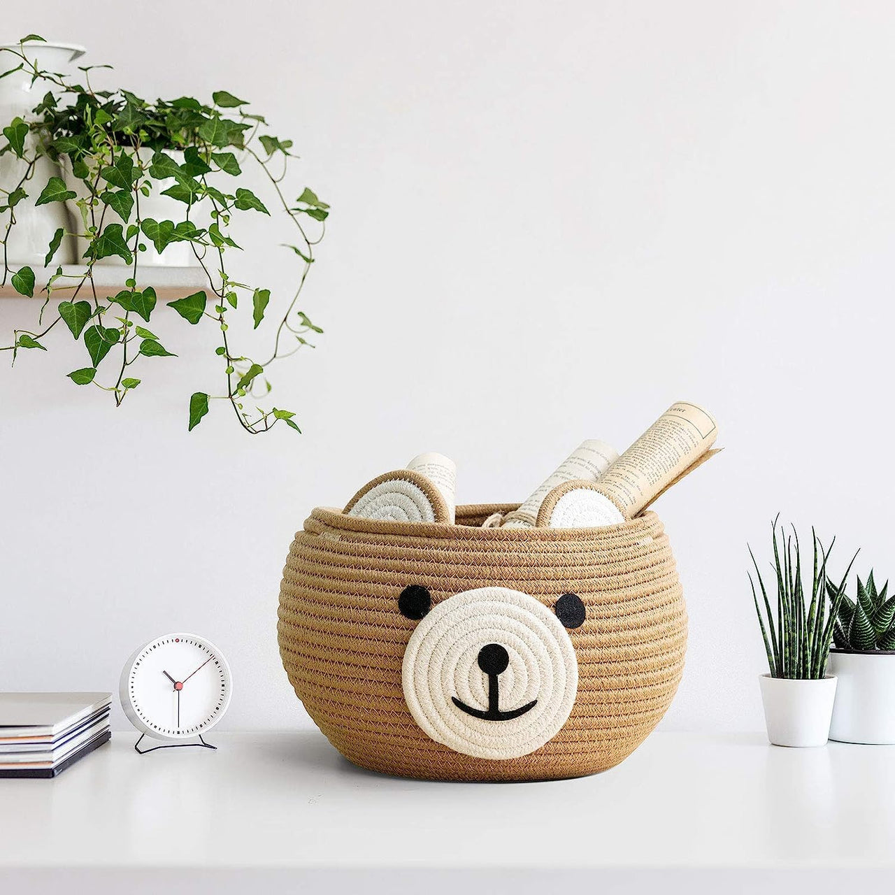 Laundry Panda Basket, Nursery Organizers and Storage (Beige)