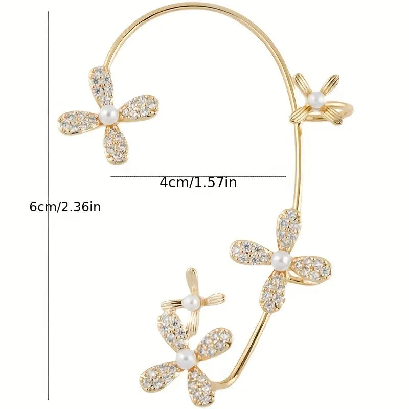 Golden Flower Design EarCuff