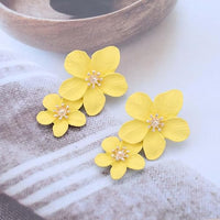 Thumbnail for 3D Petal Statement Earrings with Crystal Center for Spring & Summer Looks
