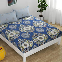 Thumbnail for Ultra Marine Floral Print King Size Bed Sheet Set -with 2 Coordinated Pillow Covers