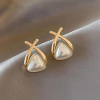 Thumbnail for Rhombus Shape Pearl Korean earrings