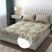 Thumbnail for Leaf Print King Size Bedsheet with 2 Pillow Covers