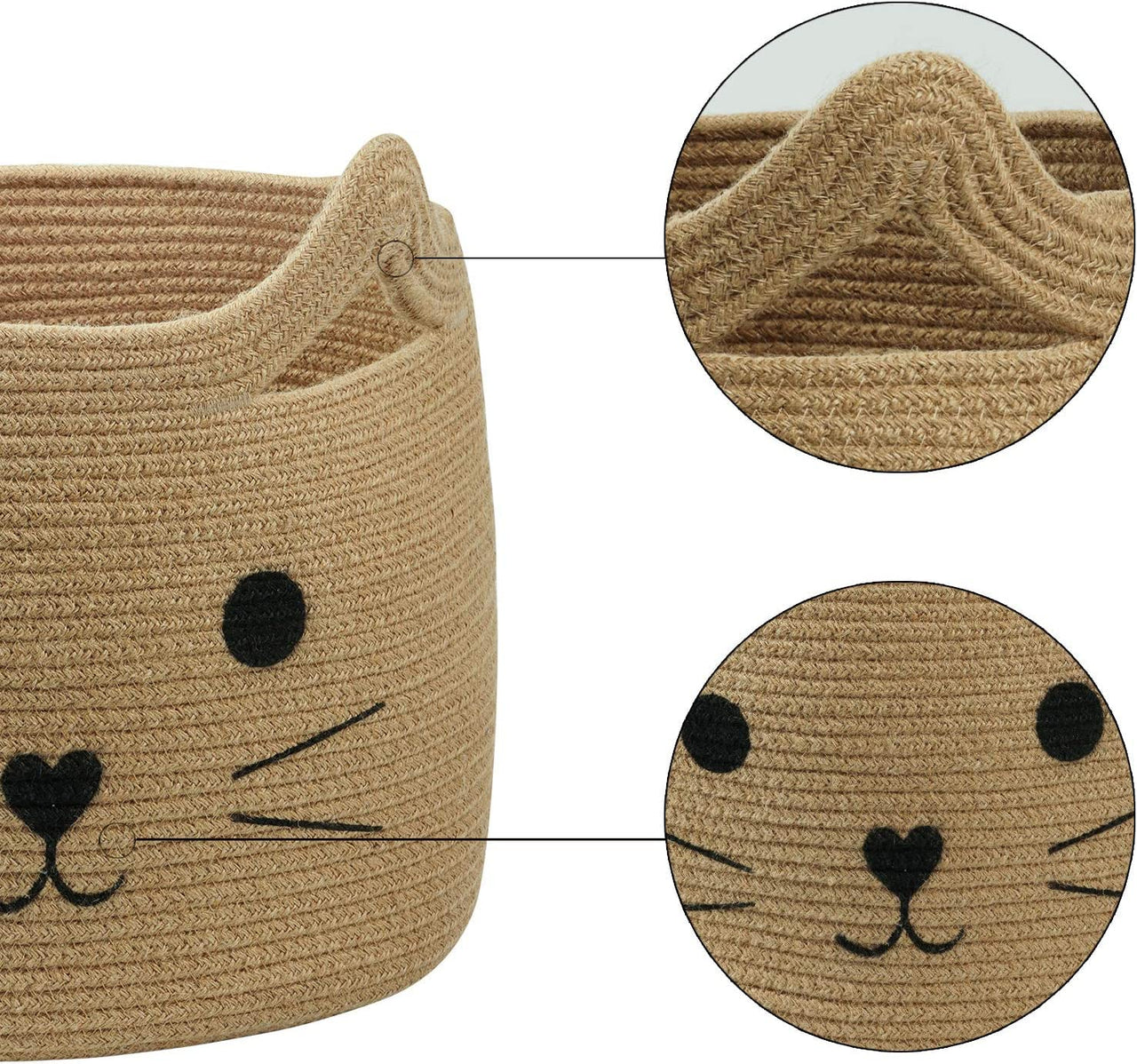 CAT Large Woven Jute Rope Storage Basket