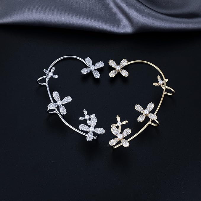 Golden Flower Design EarCuff