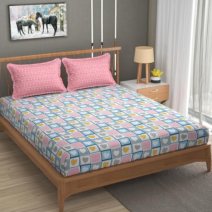 Heart Bedding-soft Breathable Double Bedsheet with 2 Pillow Covers