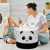 Thumbnail for Foldable boho cotton Panda organizer basket