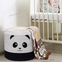 Thumbnail for Foldable boho cotton Panda organizer basket