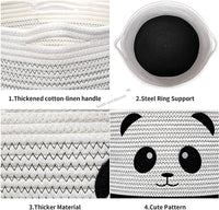 Thumbnail for Foldable boho cotton Panda organizer basket