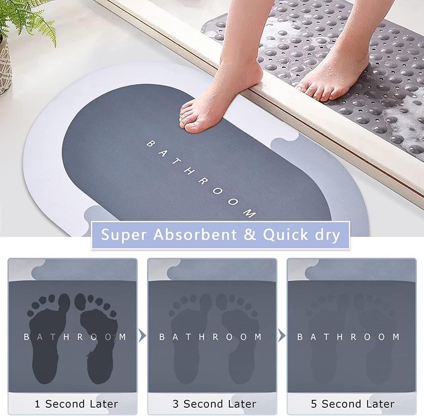 Super Absorbent Bathroom Mat - Premium Quality (Random Prints)