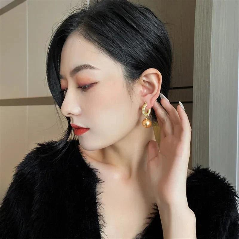 Gold Plated Round Shape Korean earring