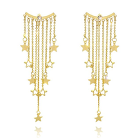 Thumbnail for Celestial Dangle Star Earrings – Long Layered Chains with Gold Plated Star Charms