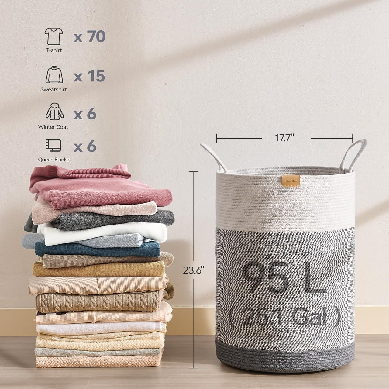 Foldable Wardrobe Cotton Mini Rope Laundry Basket