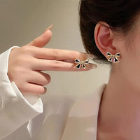 Thumbnail for Trendy Balck Bow Tie Earrings & Studs