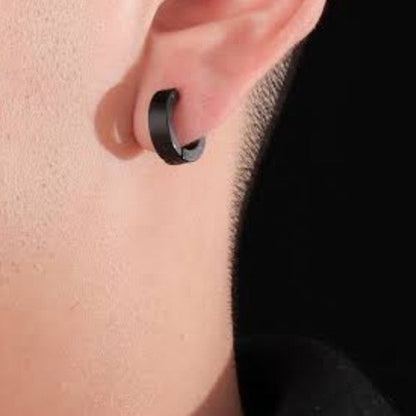 Silver-Plated Circular Hoop Earrings for Men