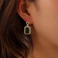 Thumbnail for Green color Zircon embossed Women Earrings