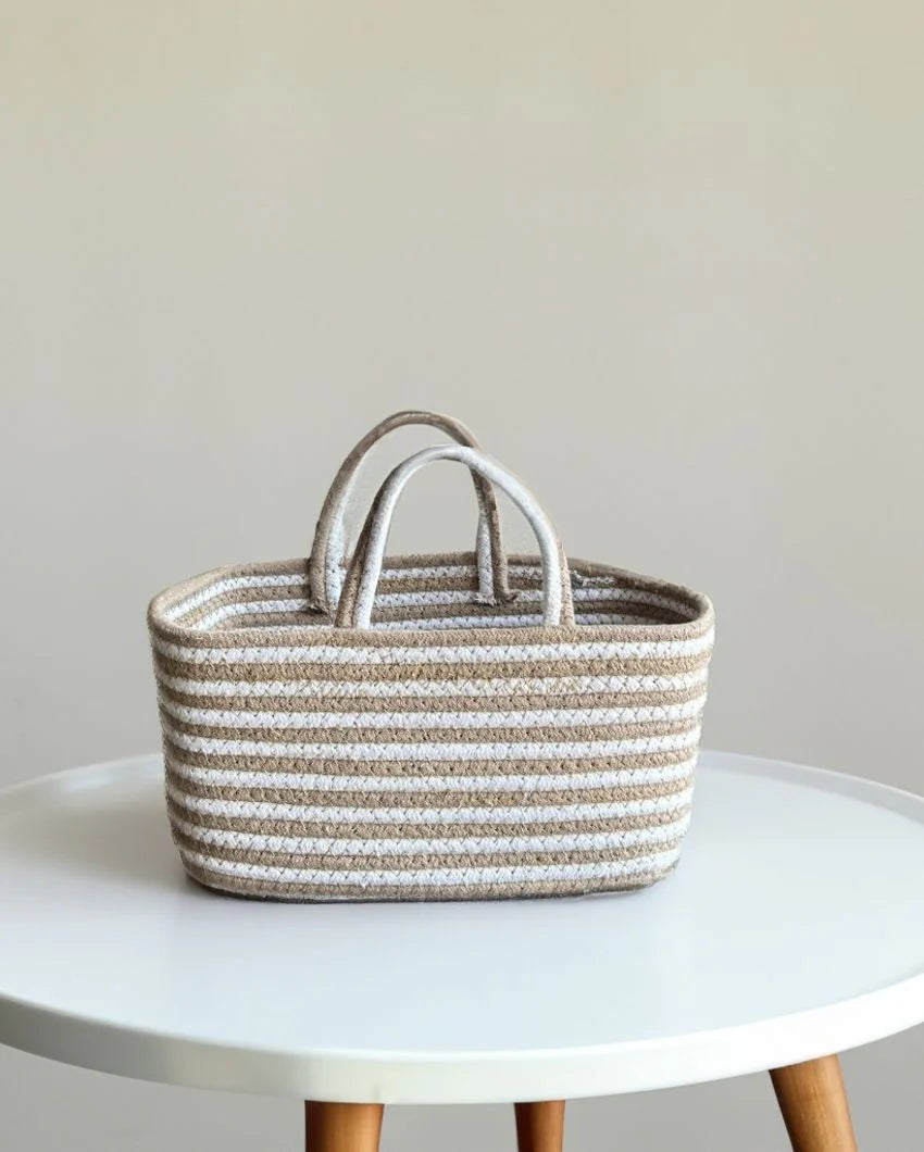 Super Cute Basket Woven With Cotton Rope