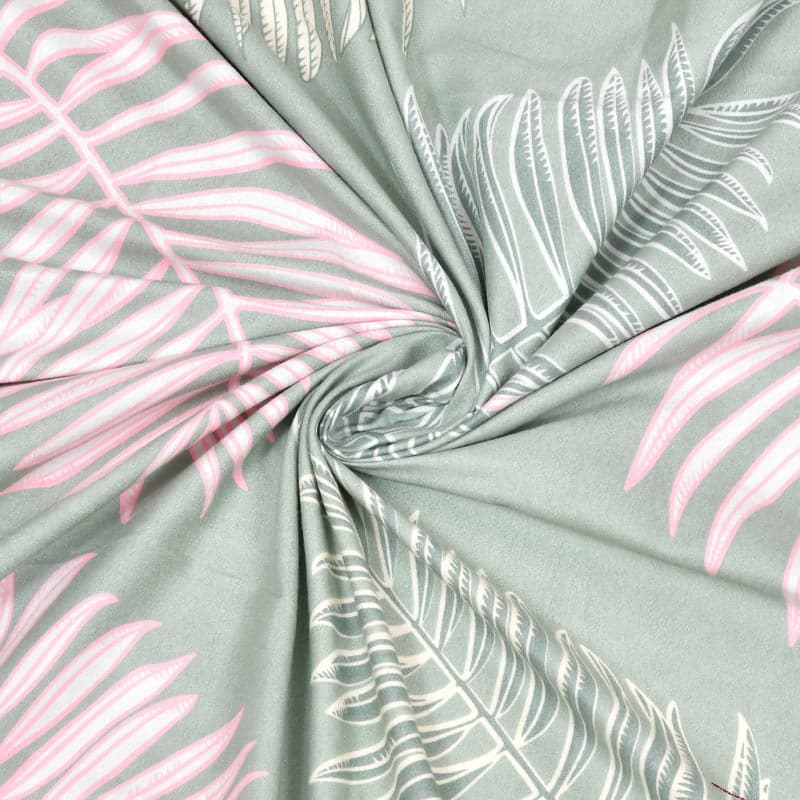 Queen Size Light Green Feathers Double Bed Elastic Fitted Premium Bedsheet