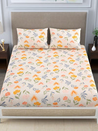 Thumbnail for Queen Size Yellow Tulip Double Bed Elastic Fitted Premium Bedsheet